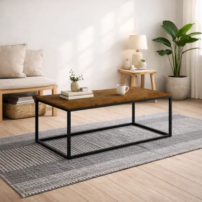 The Range Maynooth Industrial Coffee Table Mexican Top Metal Frame - Natural
