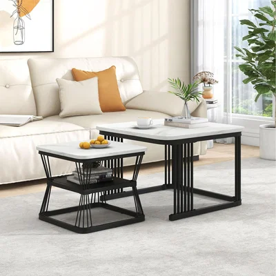 The Range Square Nest Coffee Table Set of 2 - White