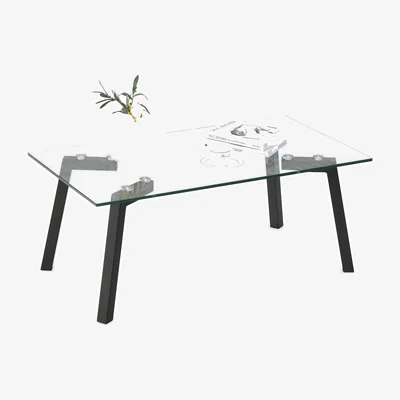 The Range 110 x 60 CM Tempered Glass Coffee Table - Black
