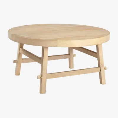 The Range Rockies Round White Oak Wood Coffee Table - Oak