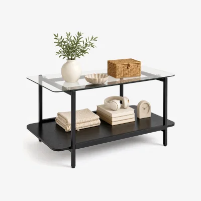 The Range 2 Tier Tempered Glass Coffee Table - Black
