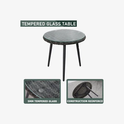 The Range 3 Piece Rattan Swivel Chair with Coffee Table Set - Grey