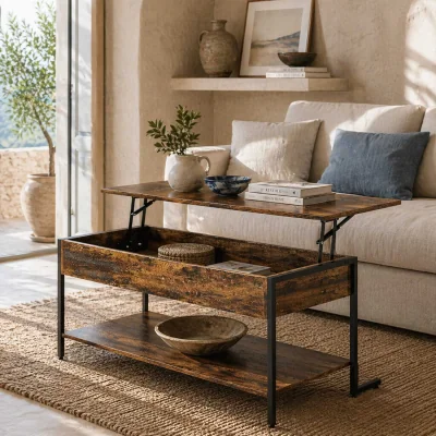 The Range Vitoli Rustic Brown Lift-Top Coffee Table with Storage - Wyld Haus