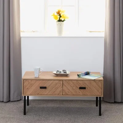 The Range Leon 2 Drawer Coffee Table - Medium Oak
