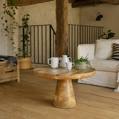 The Range London Mushroom Coffee Table Eco Sourced Mango Wood Matt Finish - Brown