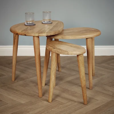 The Range 3 Piece Nesting Coffee Table Set - Light Oak