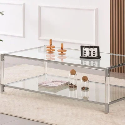 The Range Vidrio Glass Coffee Table With Acrylic Frame - Silver