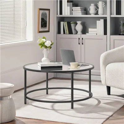 The Range Round Tempered Glass Coffee Table - Black