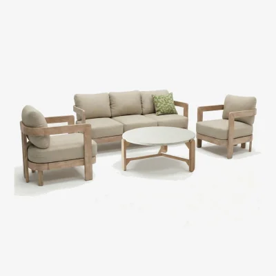 The Range EVORA 5-Seater Wood Lounging Set with Coffee Table - Beige