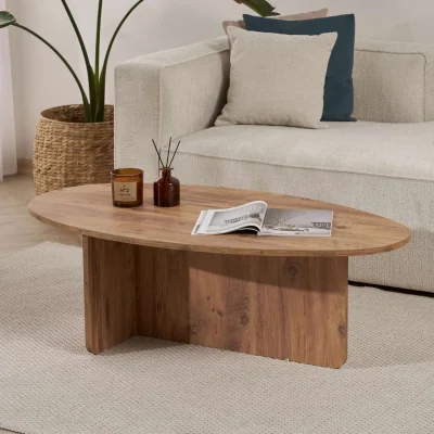 The Range Decortie Orba Oval Coffee Table - Rustic Oak Effect
