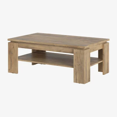 The Range Wyld Haus Juniper Large Coffee Table - 1100 mm Rectangular Chestnut Melamine Top, Matera Grey Base - Natural