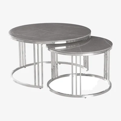 The Range Set of 2 Round Metal Nesting Coffee Table - Chrome