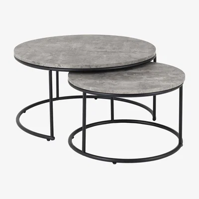 The Range Athens Round Coffee Table Set - Concrete