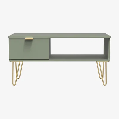 The Range Hong Kong 1 Drawer Coffee Table - Reed Green / 45.5cm / Smooth Matt