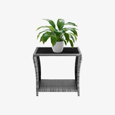 The Range Outdoor Grey Polyrattan Garden Square Coffee Table  - Grey