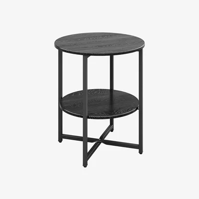 The Range HomeScape 2-Tier Coffee Table with Round Metal Frame - Black