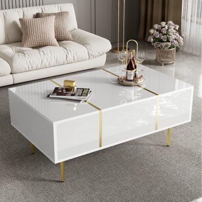 The Range High Gloss Coffee Table with Drawers - White