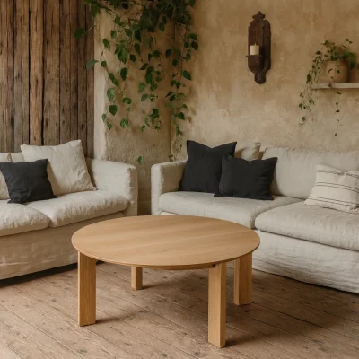 The Range Beijing Round Veneer Coffee Table Matt Finish - Natural
