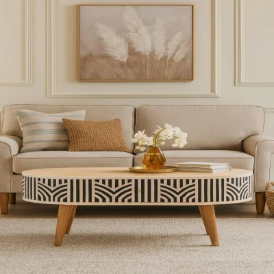 The Range Solid Wood Edessa Bone Inlay Coffee Table - Brown