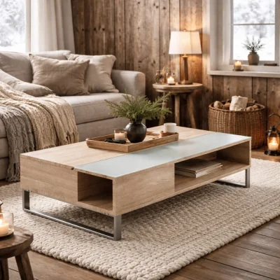 The Range Salford Lift Up Coffee Table Sonoma with Glass Top - White