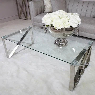 The Range Madrid Chrome Metal Glass-Top Modern Coffee Table - Chrome