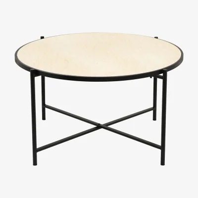 The Range Vanity Living Metal Coffee Table with Marble Top - White
