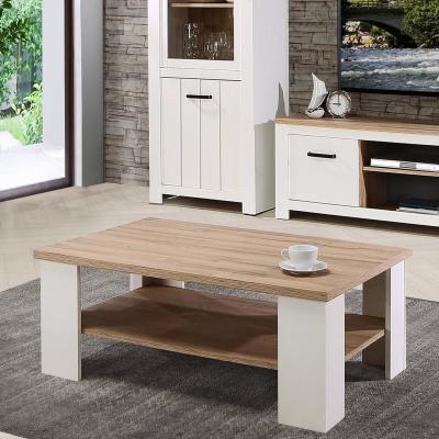 The Range Traditional Large Two Tier Coffee Table. Matt White Legs with Bianco Oak Top - White