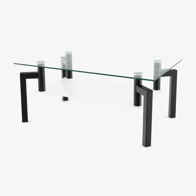 The Range Costway Rectangle Glass Coffee Table-Black - Black