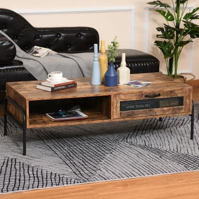 The Range Industrial Coffee Table with Drawer - Rustic Brown