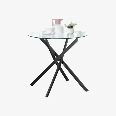 The Range Industrial Tempered Glass Round Coffee Table Black - Black