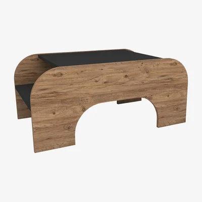 The Range Tresa Coffee Table with Storage Unit - Atlantic Pine & Anthracite / PVC Particle Board Plastic Metal Melamine