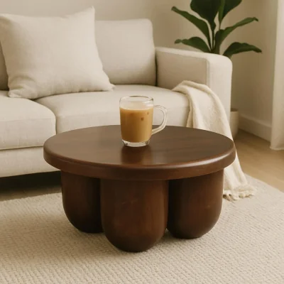 The Range Solid Wood Clara Sculpted Coffee Table - Brown