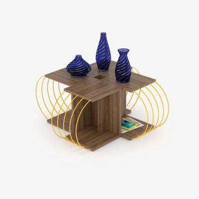 The Range Vivense Case Coffee Table Walnut and Yellow - Yellow