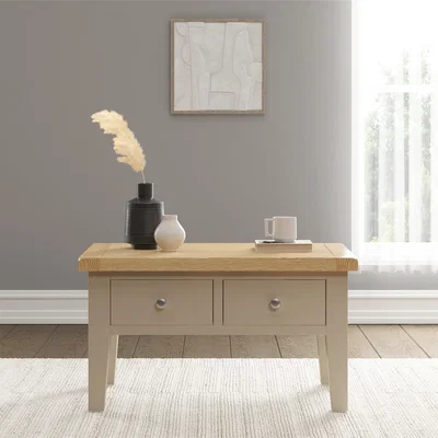 The Range Windsor 2 Drawer Coffee Table - Putty/Oak - Putty and oak