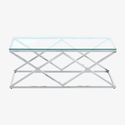 The Range Clear Tempered Glass Coffee Table  - Silver