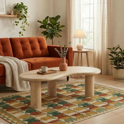The Range Elda Pebble White Oak Wood Coffee Table - White Oak