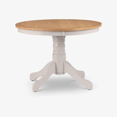 The Range Davenport Oak and Elephant Grey Round Pedestal Table - Grey & Oak