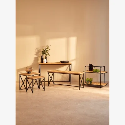 The Range Kickford Parquet Fir Wood Coffee Table - Black