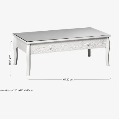 The Range Chamonix White Coffee Table with Drawers - White