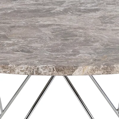 The Range Prunus Round Coffee Table with Grey-Brown Marble Top - Grey-Brown Marble
