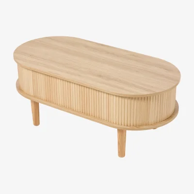 The Range Oval Wooden Lift-Top Coffee Table with Hidden Storage - Natural Wood