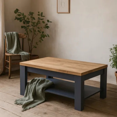The Range Wyld Haus Bramblecroft Navy and Natural Oak Coffee Table - Navy