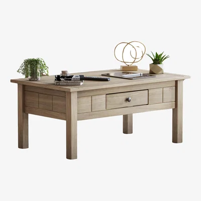 The Range Wooden Coffee Table With Drawer For Living Room - Natural Brown