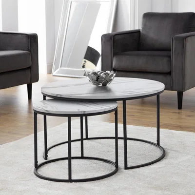 The Range Bellini Round Nesting Coffee Table - White Marble