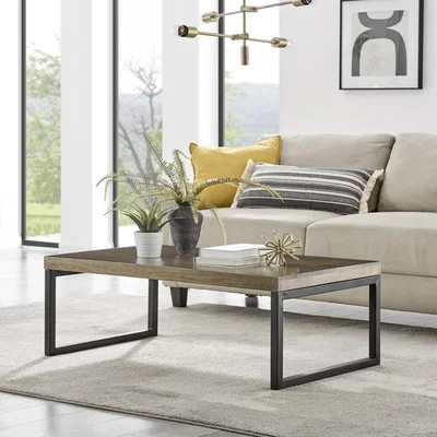 The Range Kinsley Solid Mango Wood Walnut Shade Black Metal Leg Coffee Table - Walnut