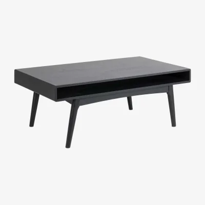 The Range Mossbloom Coffee Table - Matt Black Pigmented Oak, Open Shelf - Natural
