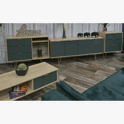 The Range Linear 1 Drawer Coffee Table - Labrador & Bardolino Oak