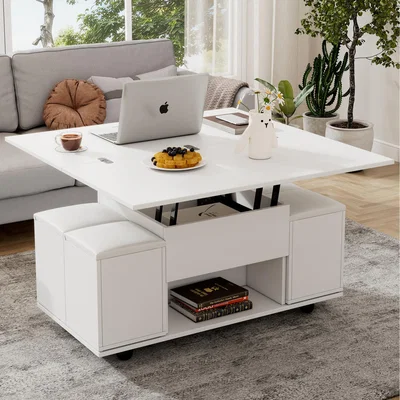 The Range White Lift Up Coffee Table with Storage Space - White