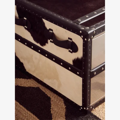The Range Kensington Townhouse Black And White Genuine Cowhide Coffee Table - Black