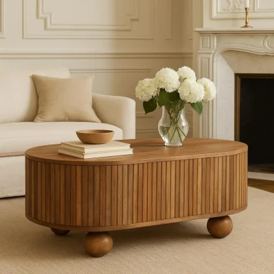 The Range Solid Wood Soba Ball Lid-up Coffee Table - Brown